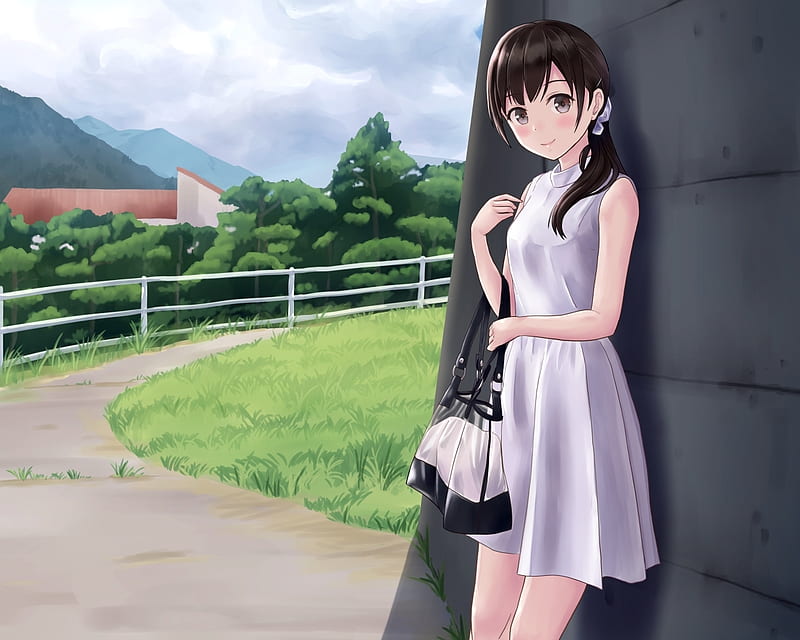 Anime girl pretty brown hair smiling cherry blossom Anime HD  wallpaper  Peakpx