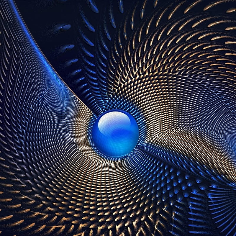 Pattern sphere, blue, cool, gold, patern, sphere, HD phone wallpaper