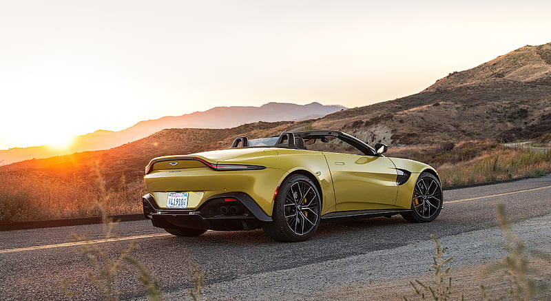 2021 Aston Martin Vantage Roadster (Color: Yellow Tang; US-Spec) - Rear Three-Quarter , car, HD wallpaper 2021 Aston Martin Vantage Roadster (Color: Yellow Tang; US-Spec) - Rear Three-Quarter , car, HD wallpaper