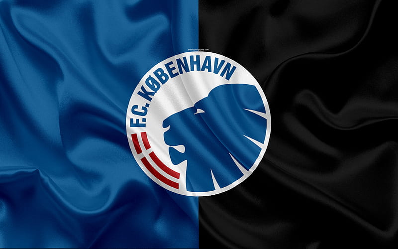FC Copenhagen Danish football club, emblem, logo, Danish Superleague, football, Copenhagen, Denmark, silk texture, HD wallpaper