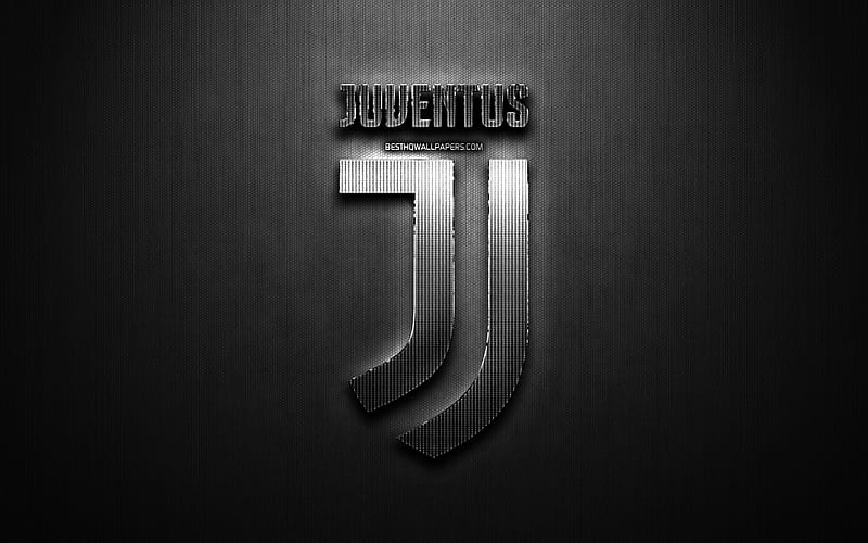 Juventus FC, black metal background, Serie A, italian football club, fan art, Juventus logo, football, soccer, Juventus, Italy, HD wallpaper
