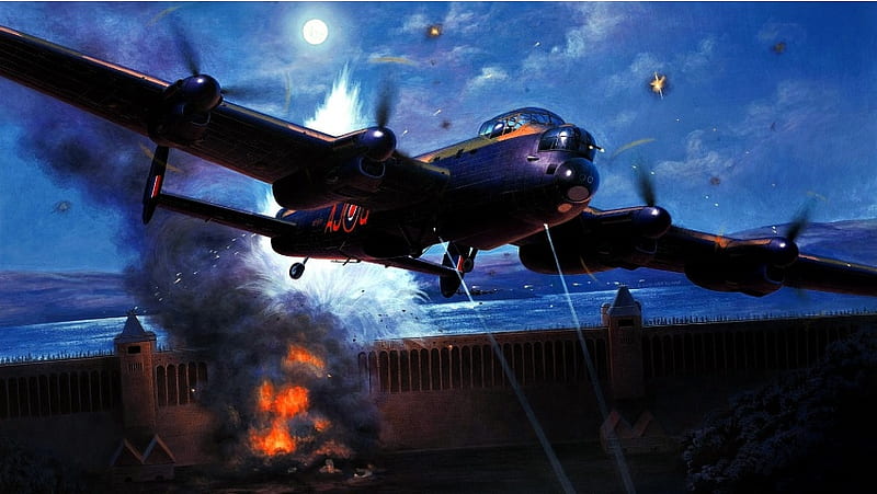 Avro Lancaster - Attack On The Dam, HD wallpaper