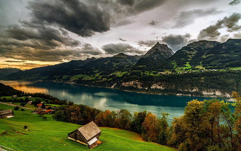 Swiss Peace, Switzerland, Mountains, Autumn, Sky, Home, HD wallpaper |  Peakpx