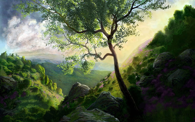 mountain scenery-Amazing Artistic Painting, HD wallpaper