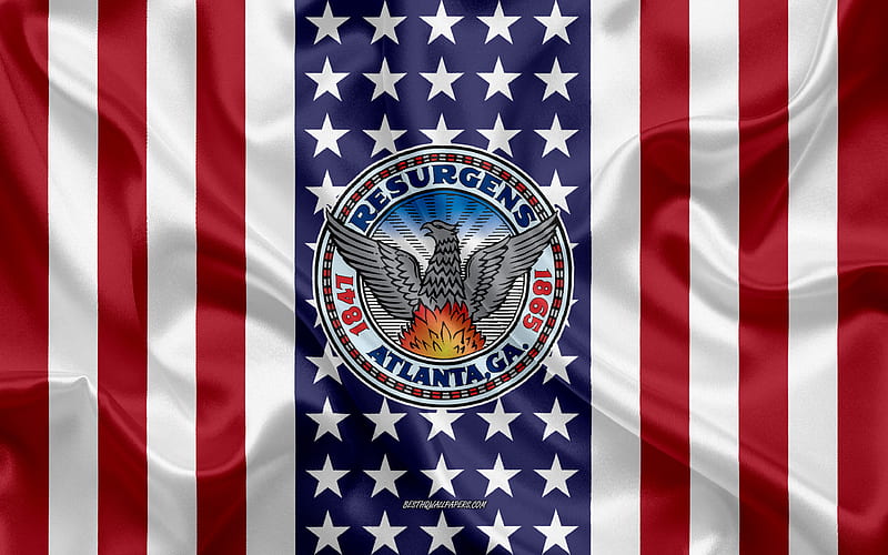 Atlanta Seal silk texture, American Flag, USA, Atlanta, Georgia, American City, Seal of the Atlanta, silk flag, HD wallpaper