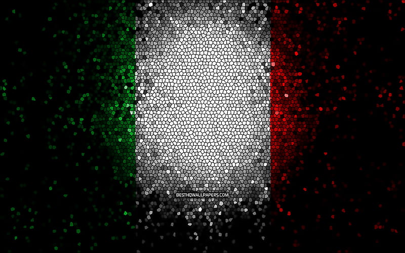 Italian flag, mosaic art, European countries, Flag of Italy, national symbols, Italy flag, artwork, Europe, Italy, HD wallpaper