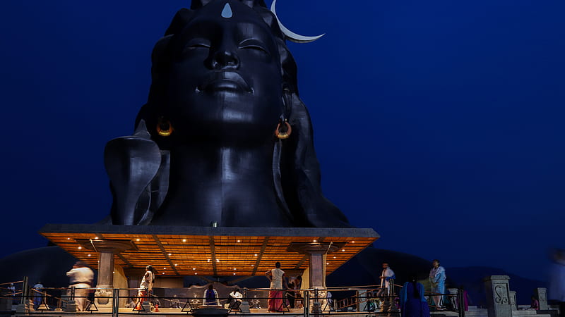 Lord Shiva Statue With Blue Sky Background Shiv, HD wallpaper
