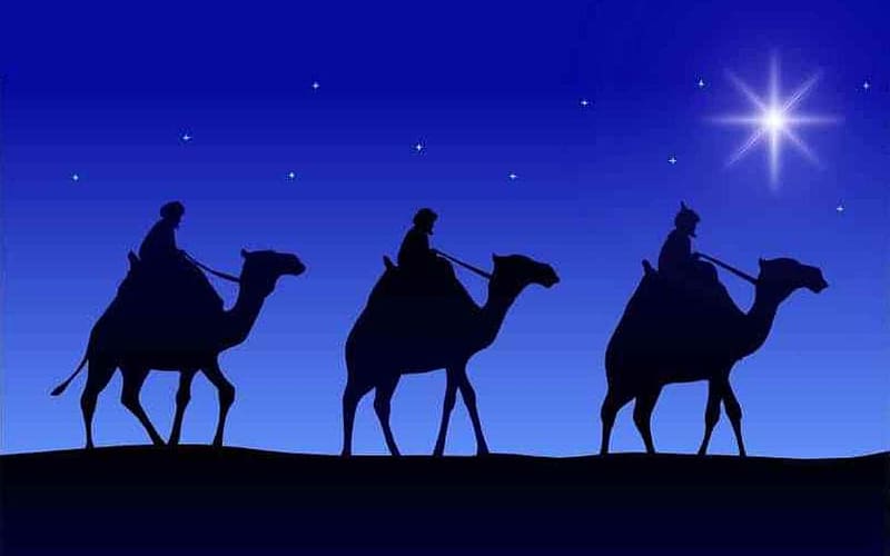 Star of Bethlehem, kings, camels, night, HD wallpaper