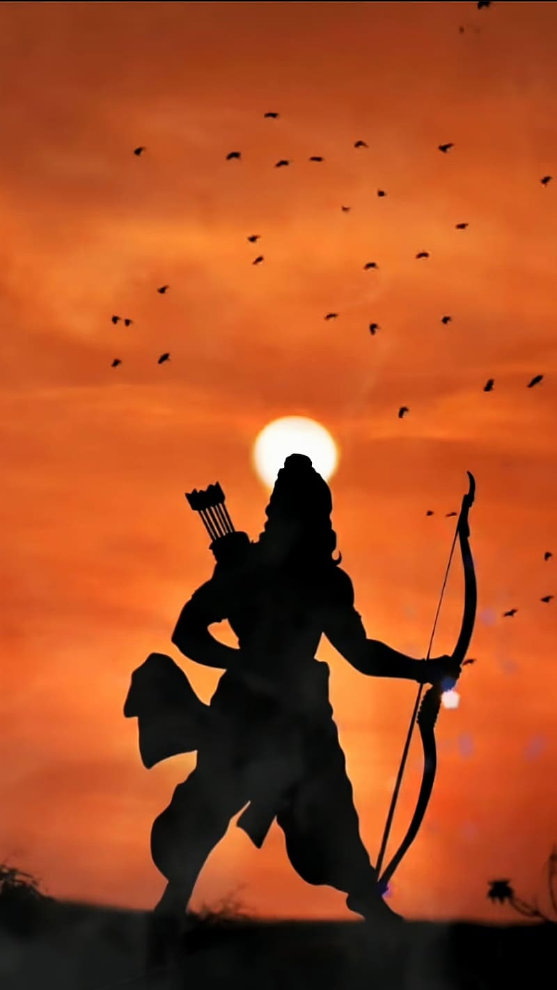 Shree Ram , sunset ram, sunset, lord, god, HD phone wallpaper