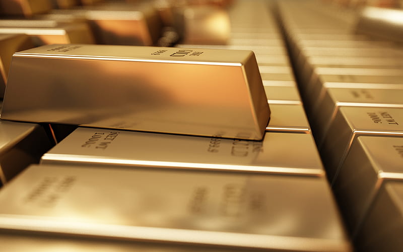 gold bars, gold business concepts, gold and foreign exchange reserves, gold bullion, HD wallpaper
