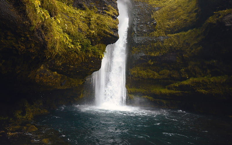 Waterfall Cliff Moss Jungle R graphy, HD wallpaper