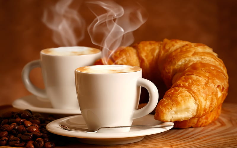 croissant drink couples-Food, HD wallpaper
