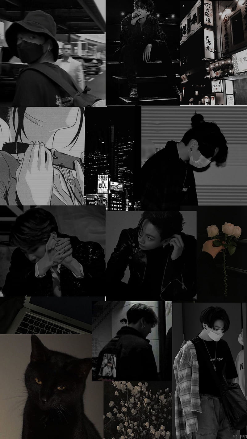 Jungkook, aesthetic, black, bts, HD phone wallpaper | Peakpx