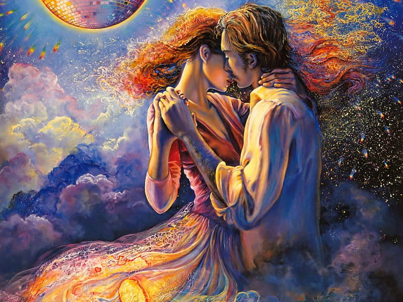 Love is in The Air, moon, love, dance, clouds, sky, couple, HD wallpaper |  Peakpx