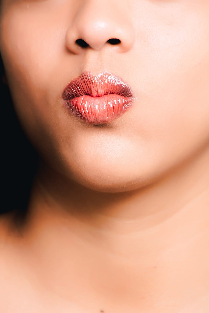 model, women, pouting, lips, makeup, face, red lipstick, lipstick, HD phone wallpaper