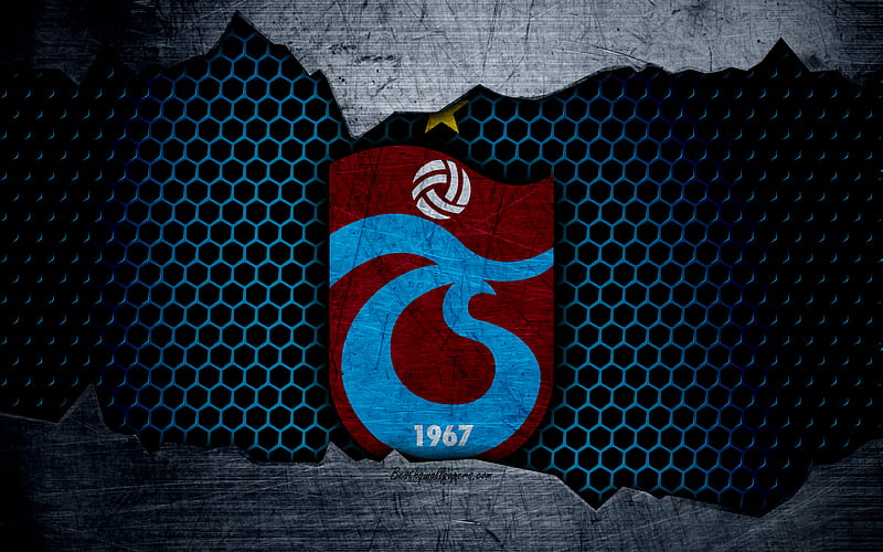 Trabzonspor logo, Super Lig, soccer, football club, grunge, Trabzonspor FC, art, metal texture, HD wallpaper