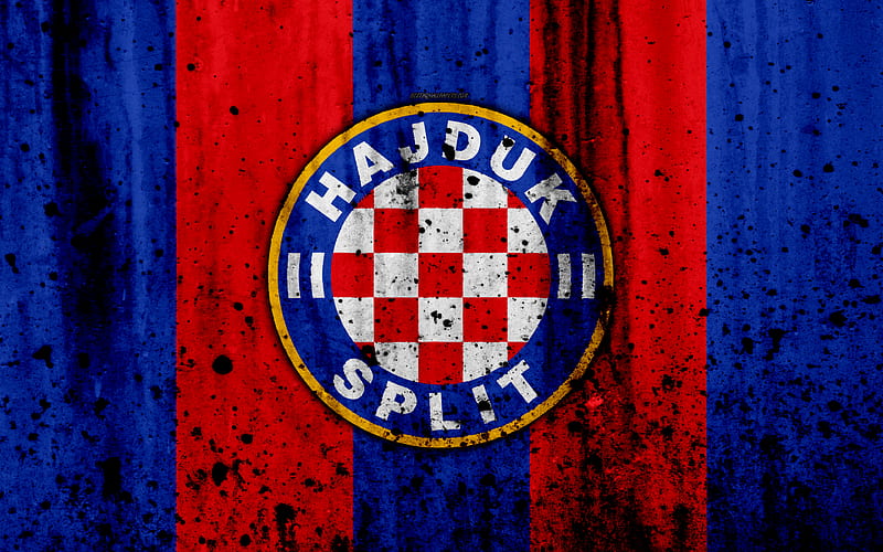FC Hajduk Split, grunge, HNL, art, soccer, football club, Croatia, HNK Hajduk Split, logo, stone texture, Hajduk Split FC, HD wallpaper