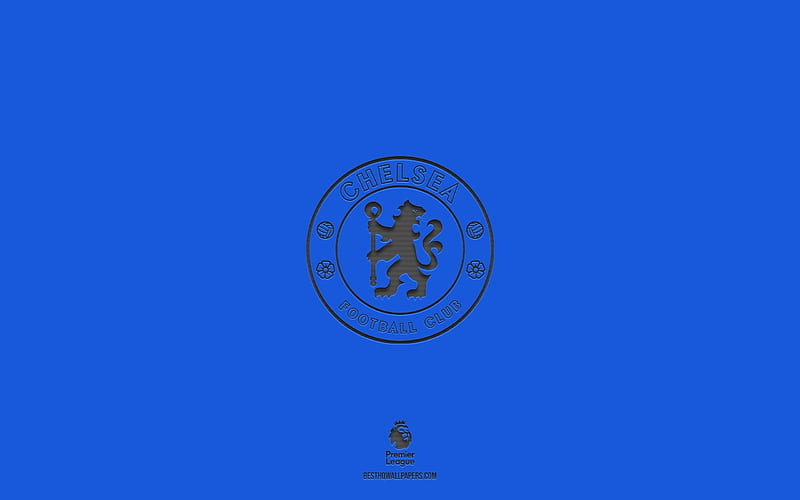 Chelsea FC, blue background, English football team, Chelsea FC emblem, Premier League, England, football, Chelsea FC logo, HD wallpaper