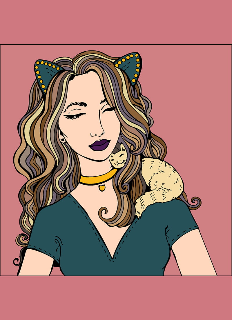 Cat girl, good mornig, soul, cartoon, lady, HD phone wallpaper