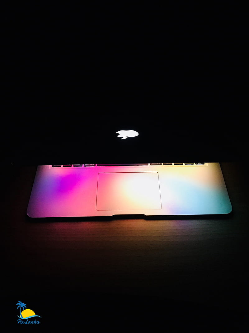 Apple MacBook Air, lap, laptop, iphone, led, light, colours, abstract, grapgy, HD phone wallpaper