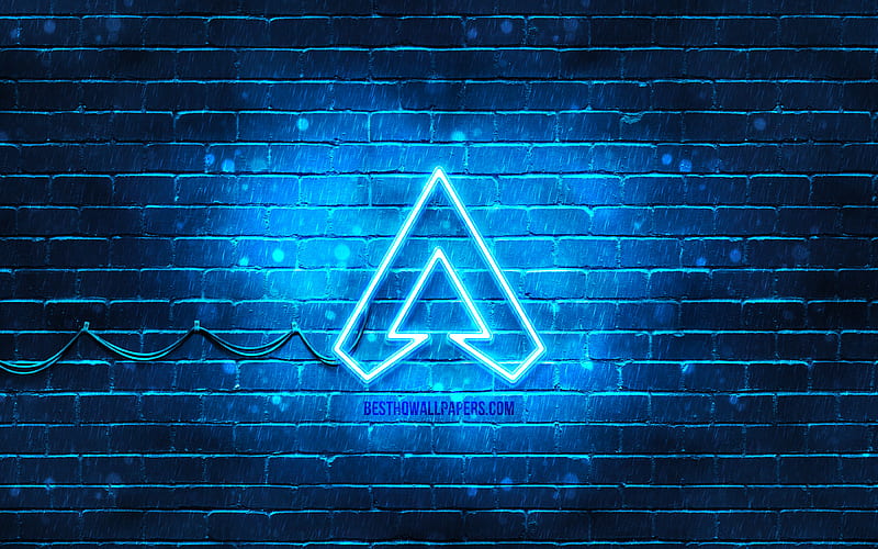 Apex Legends blue logo blue brickwall, Apex Legends logo, 2020 games, Apex Legends neon logo, Apex Legends, HD wallpaper