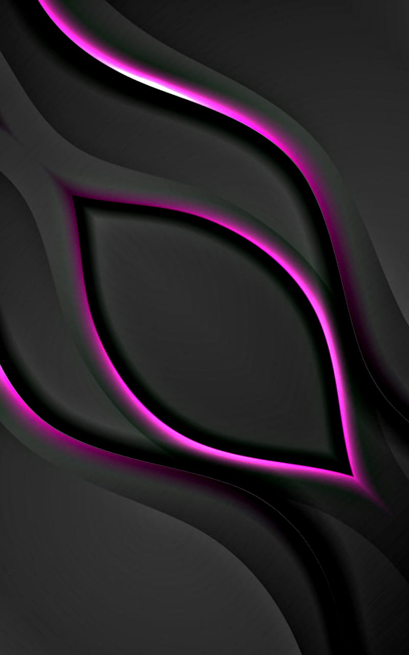 Material design 654, abstract, amoled, android, black, material design, modern, pink, waves, HD phone wallpaper