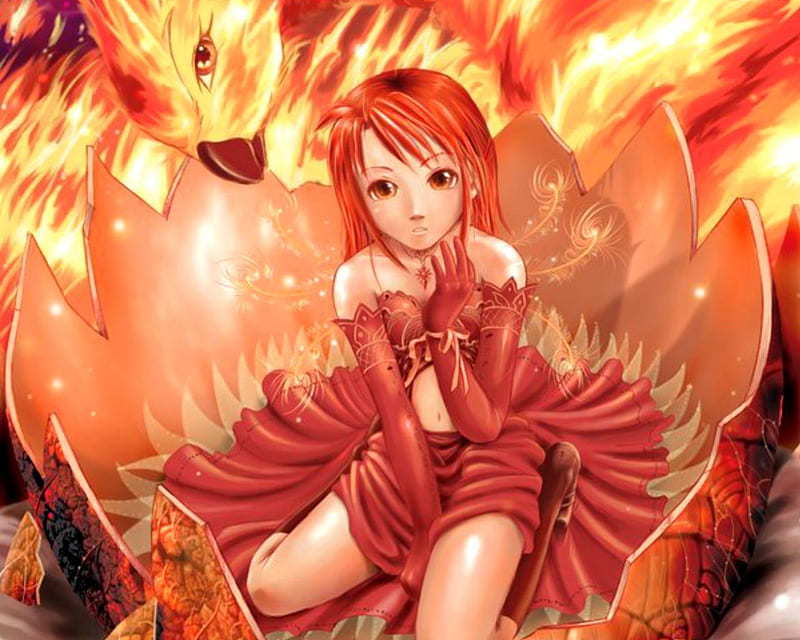 Cute anime, gute, phoenix, girl, anime, HD wallpaper | Peakpx