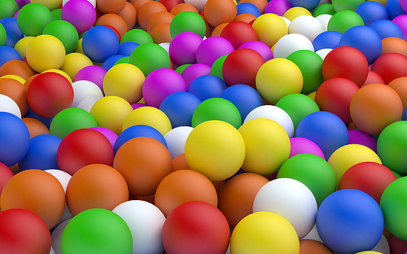 colorful balls, 3d balls, creative, geometric shapes, HD wallpaper