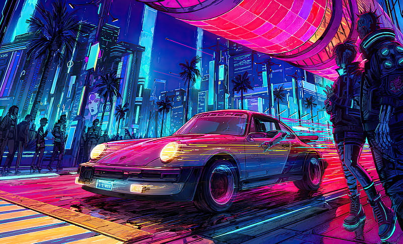 Porsche X Cyberpunk 2077, cyberpunk-2077, 2021-games, games, artist, artwork, digital-art, artstation, HD wallpaper