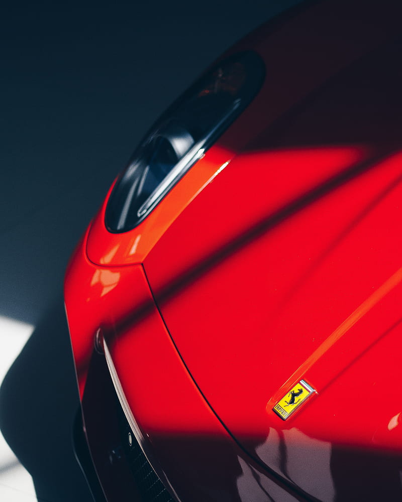 ferrari, car, sportscar, red, emblem, HD phone wallpaper