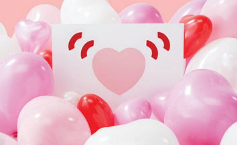 Love, balloon, pink, heart, HD wallpaper