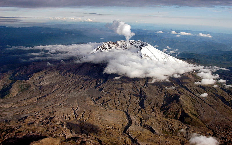 Mount St. Helens, Washington, Mountain, Steam, Snow, Vent, Nature, HD wallpaper
