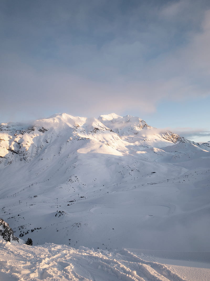 mountain, snow, peak, snowy, HD phone wallpaper