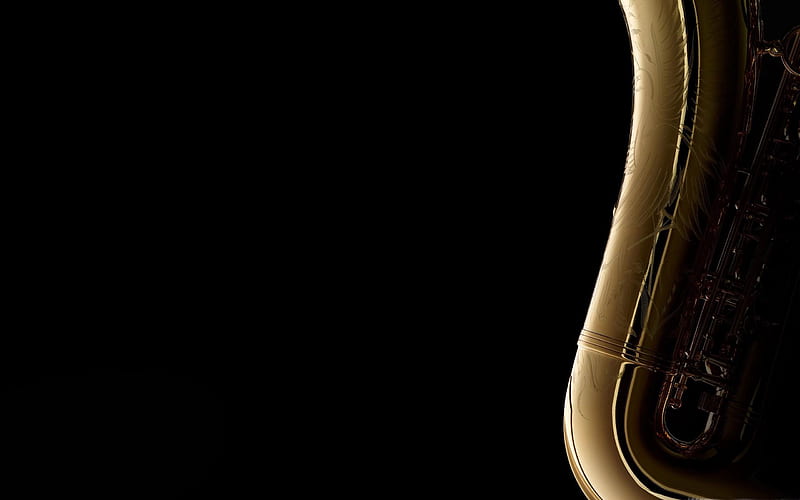 saxophone on black background-music theme, HD wallpaper