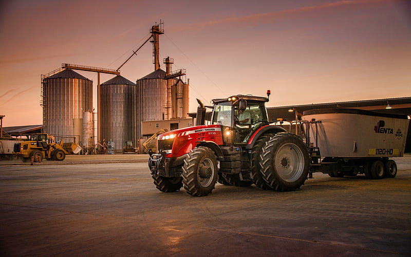 Massey Ferguson 8730 factory, 2019 tractors, agricultural machinery, red tractor, agriculture, harvest, Massey Ferguson, HD wallpaper
