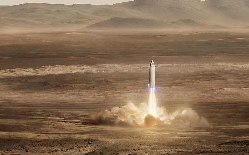 SpaceX desert, rocket launch, spacecraft, HD wallpaper