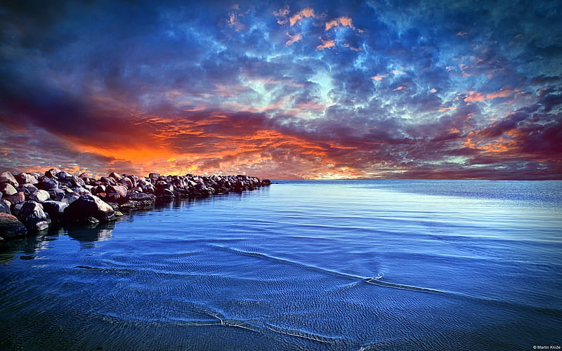 Dramatic Sunset At Sea, HD wallpaper