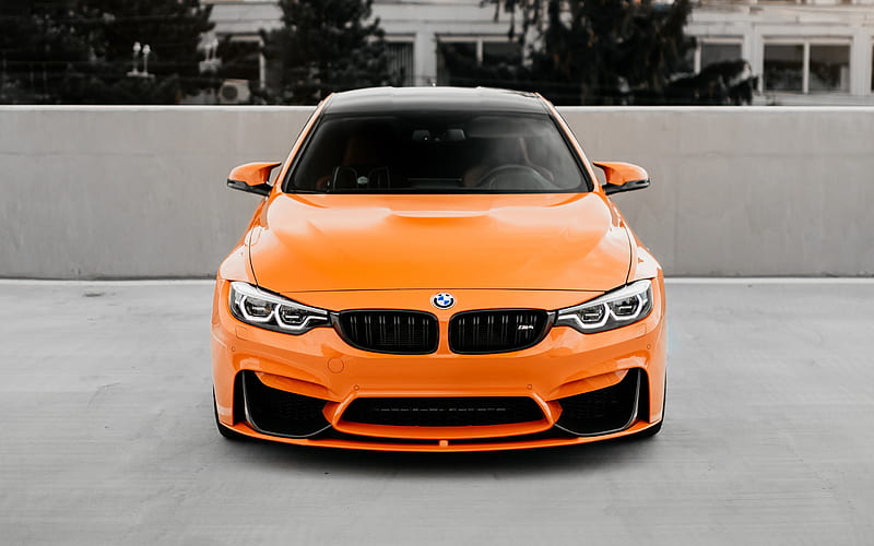  BMW M4, vista frontal, exterior, tuning M4, naranja M4, automóviles alemanes, BMW, Fondo de pantalla HD