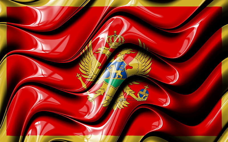 Montenegrin flag Europe, national symbols, Flag of Montenegro, 3D art, Montenegro, European countries, Montenegro 3D flag, HD wallpaper