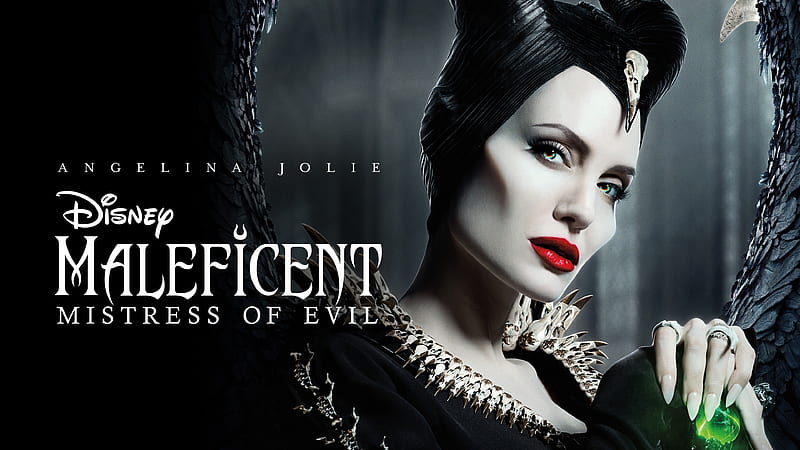 Maleficent: Mistress of Evil (2019), face, maleficent, fairy, poster, movie, black, Angelina Jolie, fantasy, mistress of evil, actress, girl, disney, HD wallpaper