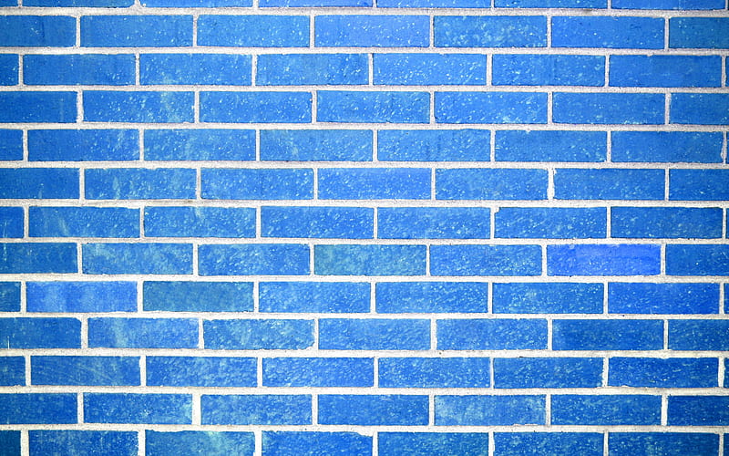 blue brickwall, macro, blue bricks, identical bricks, bricks textures, blue brick wall, bricks, wall, blue bricks background, HD wallpaper