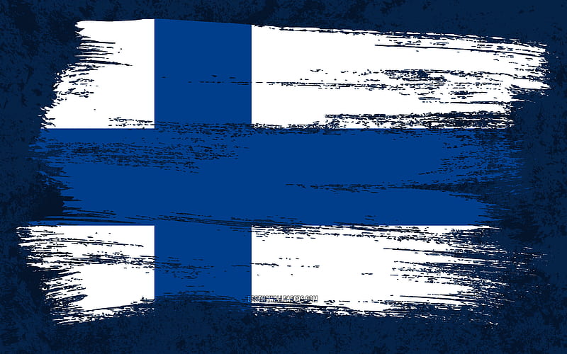 Flag of Finland, grunge flags, European countries, national symbols, brush stroke, Finnish flag, grunge art, Finland flag, Europe, Finland, HD wallpaper