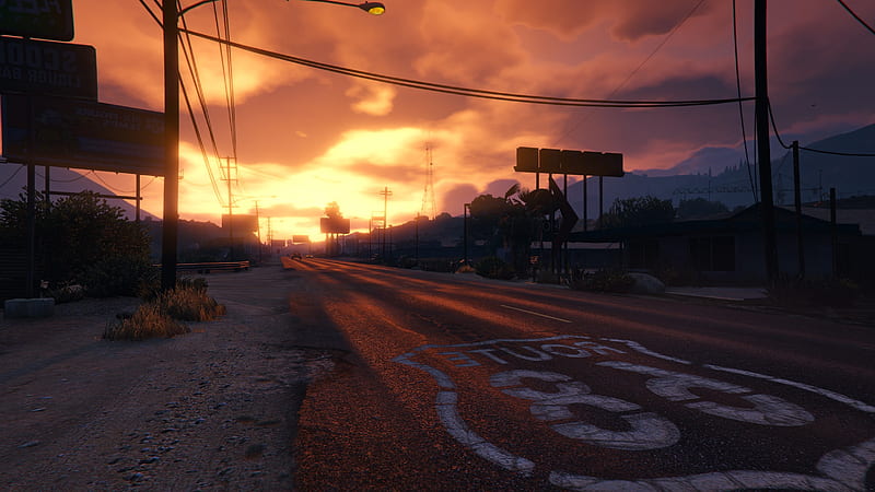 GTA 5 Sunset, gta-5, games, pc-games, xbox-games, ps-games, sunset, road,  HD wallpaper | Peakpx