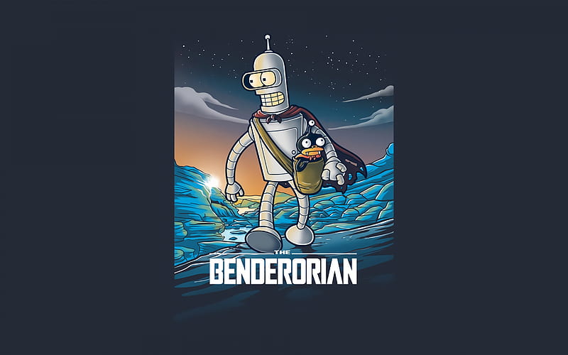 The Benderorian, Futurama, Benderorian character, blue background, Futurama characters, HD wallpaper