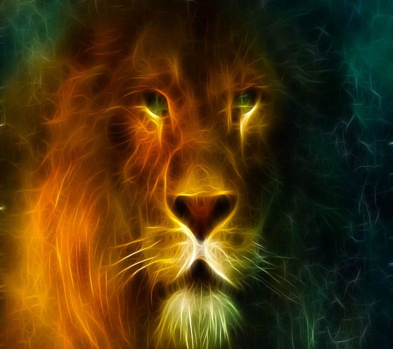 Lion Digital, abstract, cool, HD wallpaper