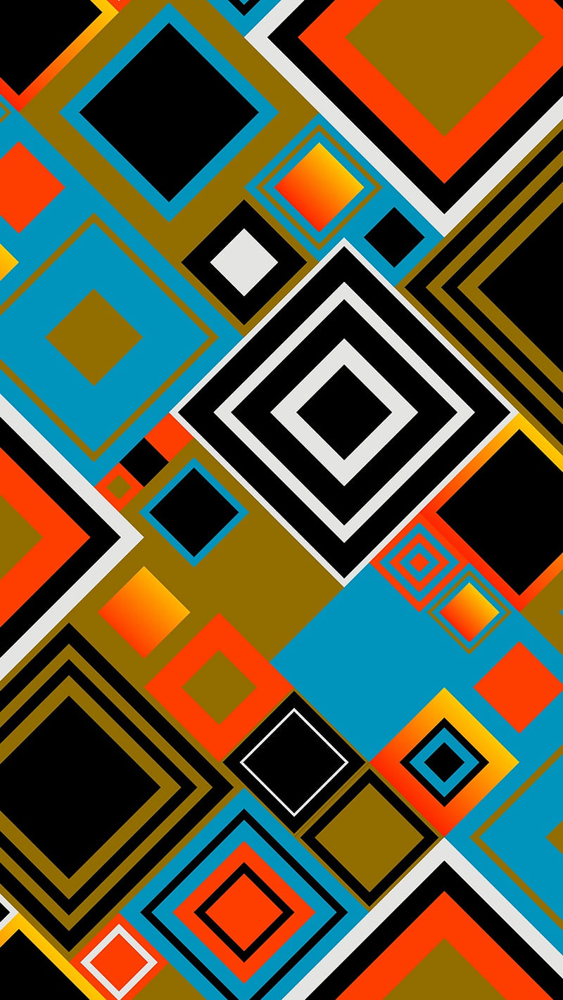 Retro Pattern, abstract, art, colorful, desenho, squares, HD phone wallpaper