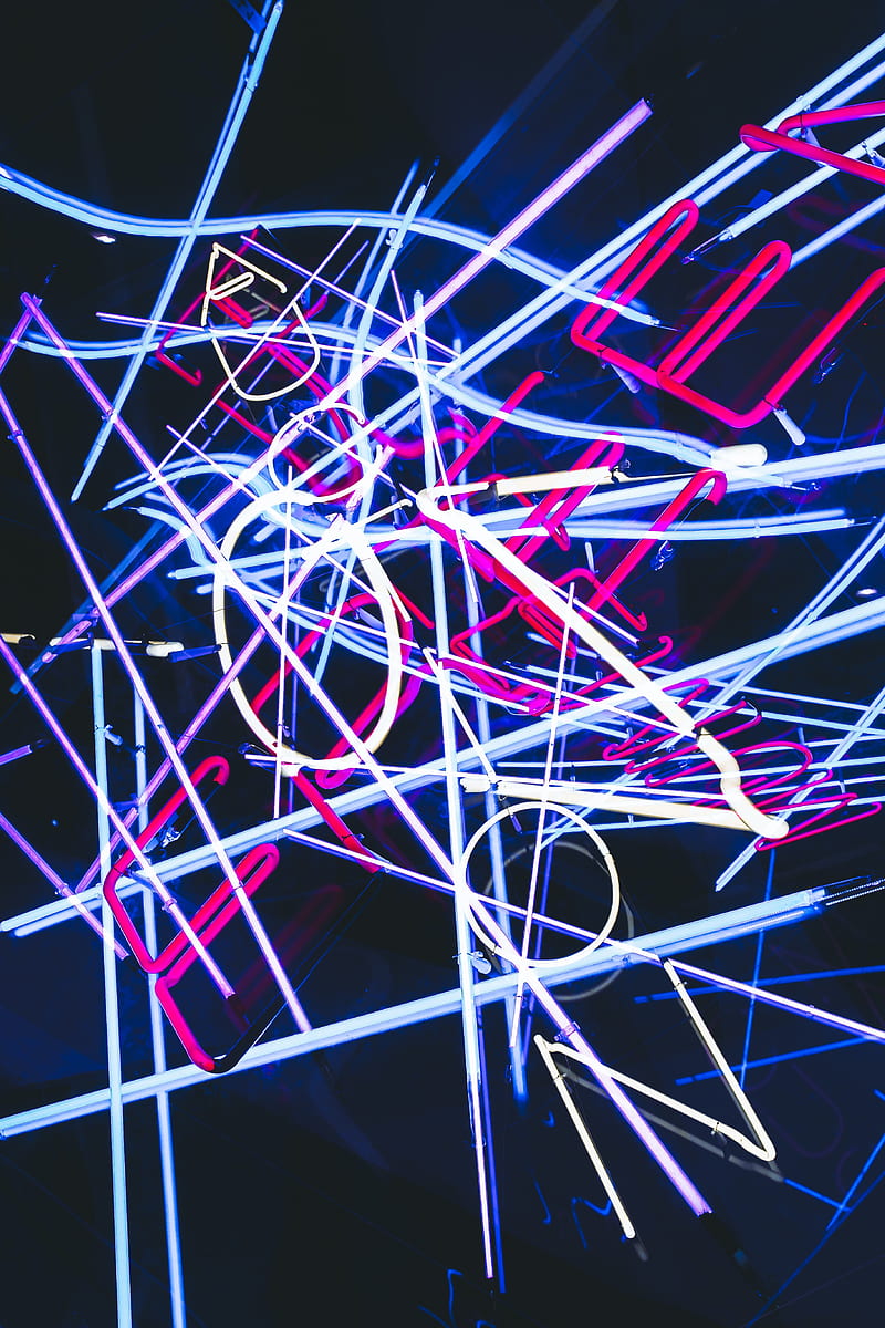 neon, lines, letters, light, glow, HD phone wallpaper
