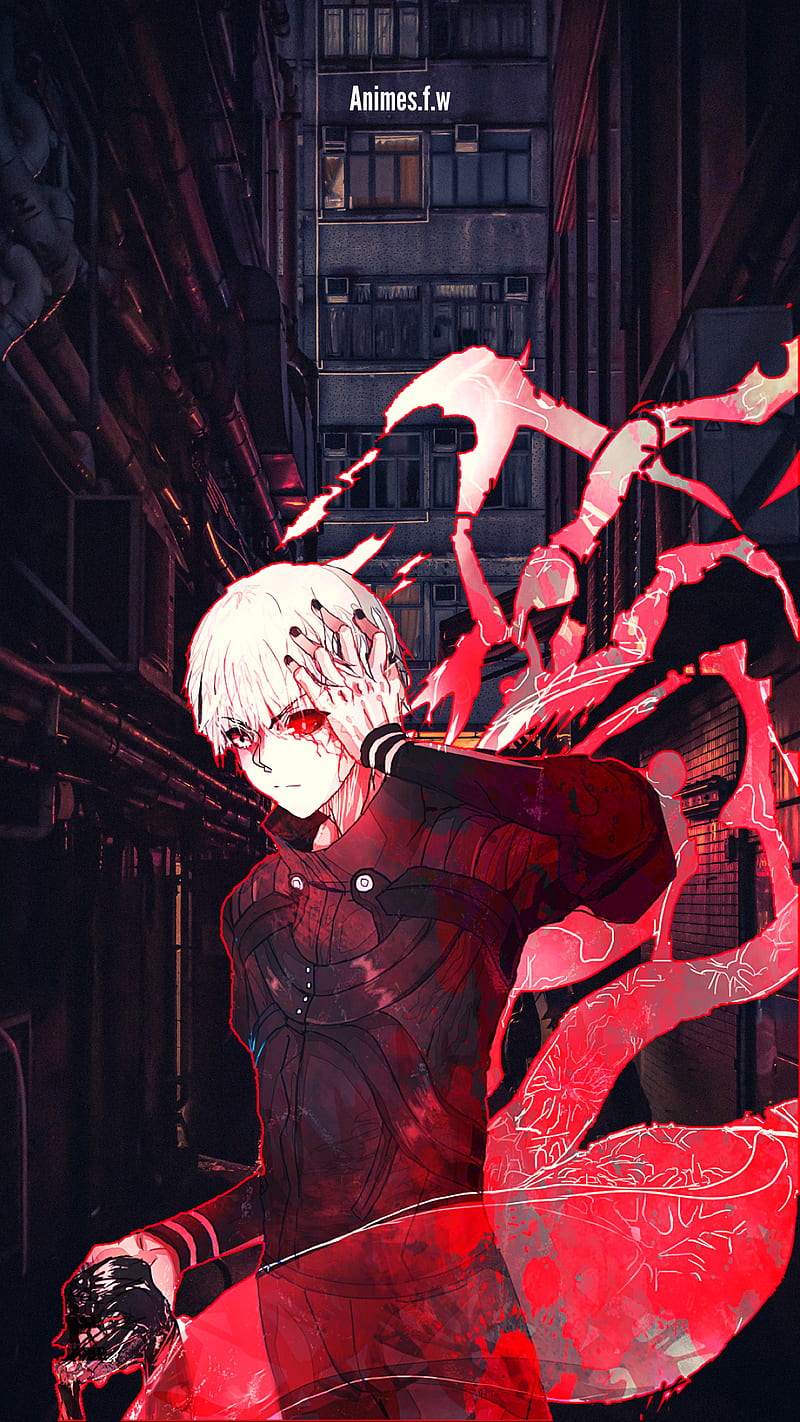 Kaneki, anime, animes, animesfw, red, vermelho, HD phone wallpaper