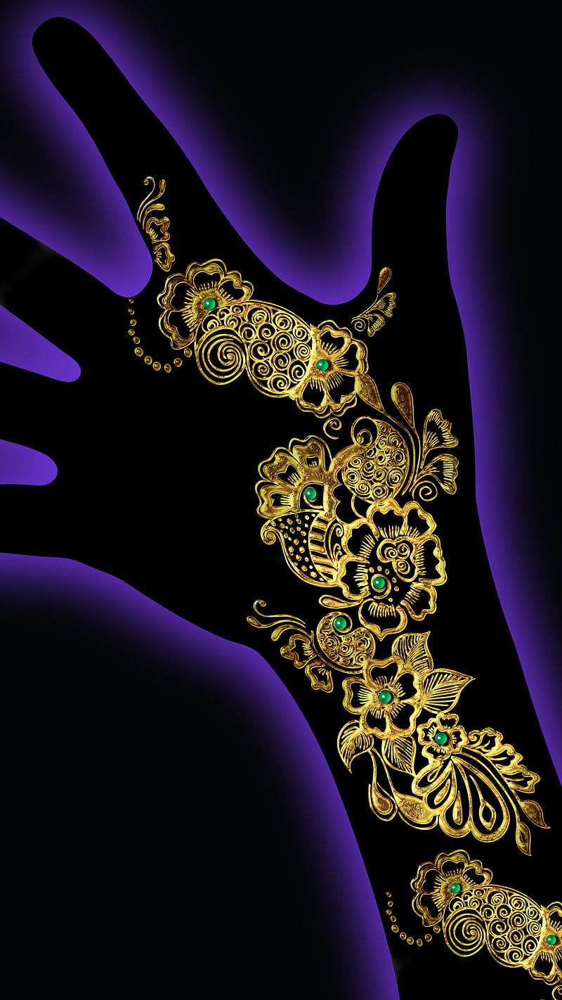Golden Henna Hand, Bride, Gold, Henna, India, Jewelry, Mehndi, Tattoo, HD phone wallpaper