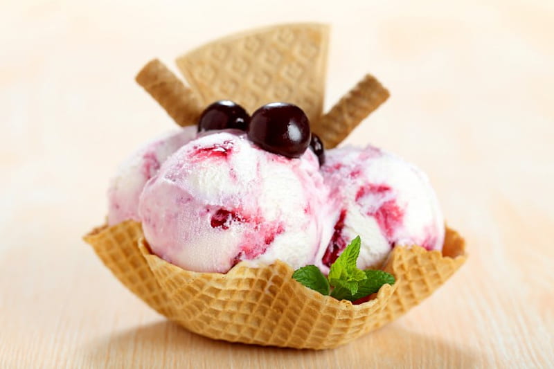 Ice Cream, berries, yummy, dessert, sweet, HD wallpaper